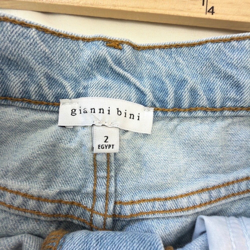 Gianni Bini Light Wash Denim Maxi Skirt High Waisted Front Slit Size 2 Blue Long - Picture 4 of 11
